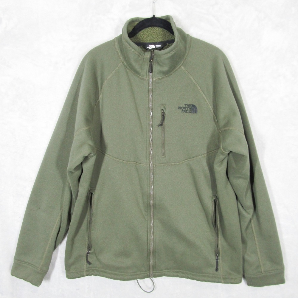 The North Face Full Zip Fleece Jacket Mens Large Olive Green Sherpa Lined